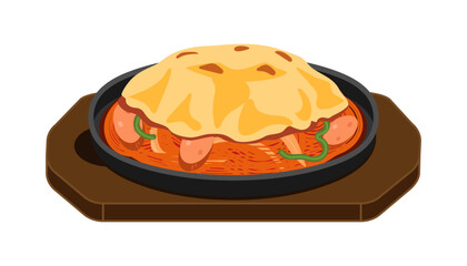 ナポリタンのチーズ焼きのイラスト