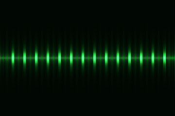 Fototapeta premium Symmetrical green audio waveform pattern on black background