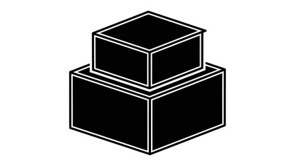 Abstract Stacked Box Composition: A modern, minimalist illustration showcases two nested boxes of varying sizes, forming a geometric composition. The bold black and white design