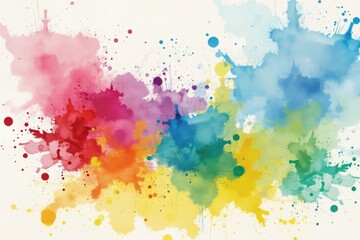 Vibrant abstract watercolor splashes and splatters in rainbow colors
