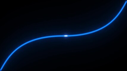Glowing neon blue color Straight of horizontal laser animation. Movement of neon diagonal lines or glowing light stripes straight technology motion on black background. - Powered by Adobe