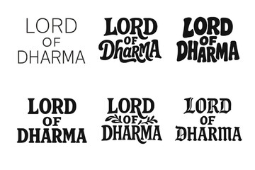 Fototapeta premium Diverse Lettering Grid. Lord of Dharma. Set lettering. harmonious lettering variations of the same emblematic concept (Modern minimal monoline lettering, Bold