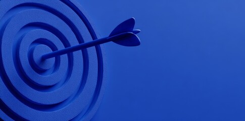 With utmost precision, an arrow strikes the center of a multicolored target, which is juxtaposed against a soothing blue background, capturing the essence of archery success