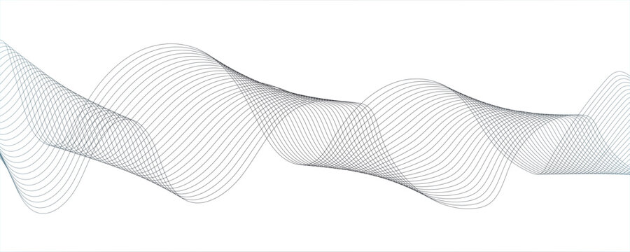 Abstract white background with gray smoke blend wave lines and technology background.flow dynamic technology digital soundwave minimal isolated. frequency web and noise gradient science futuristic.