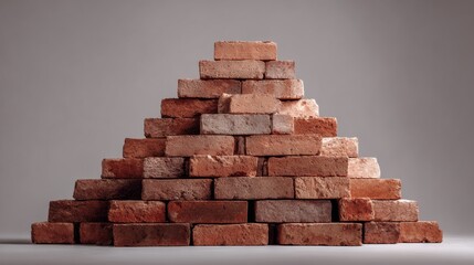 Obraz premium Stack of Red Clay Bricks in Pyramid Formation