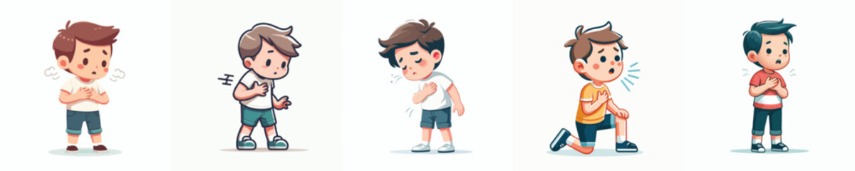 vector little boy surprised expression holding chest