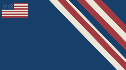 Naklejka premium American flag emblem and diagonal red and white stripes on a dark blue background for patriotic advertising.