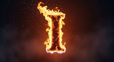 Fiery Letter I - A Symbol of Intensity and Passion.