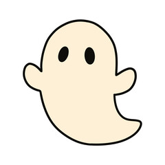 Cute Ghost &ndash; Simple Halloween Cartoon Illustration