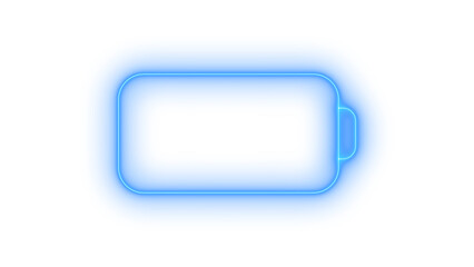 Battery icon vector set, vibrant blue neon outline shows low power status. Outline Battery Icon on transparent background vector image.