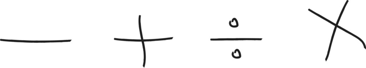 Hand Drawn Basic Arithmetic Operators Doodle Icon Set
