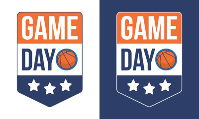 Game Day. Basketball playoff in March. Super sport party in United States. Final games of season tournament. Professional team championship. Ball for basketball. Sport poster. Vector