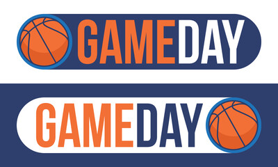 Game Day. Basketball playoff in March. Super sport party in United States. Final games of season tournament. Professional team championship. Ball for basketball. Sport poster. Vector