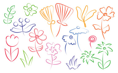 Colorful tulip sketch art, Bright floral doodle mix, Hand drawn spring tulips