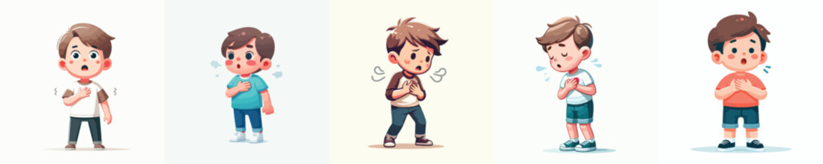 vector little boy surprised expression holding chest