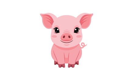 Adorable Pink Piglet Illustration on White Background.