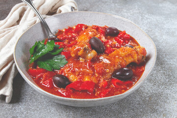 Pollo alla romana, Roman chicken, homemade, no people,