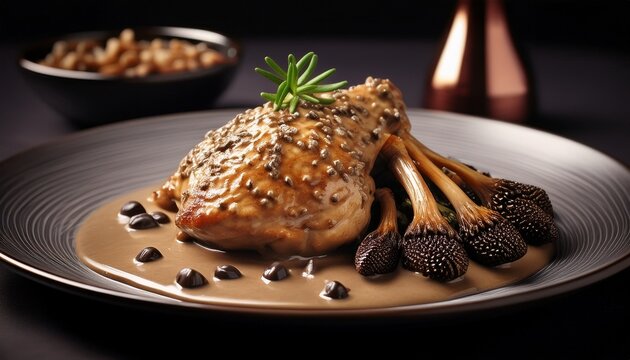 french chicken with morel sauce ai generative