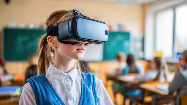 Schoolgirl Experiencing Virtual Reality