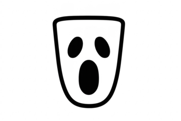 Black spooky ghost mask vector with transparent background