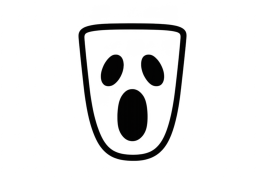 Black spooky ghost mask vector with transparent background
