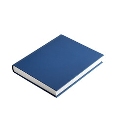 A closed book with a dark blue cover isolated on a black background