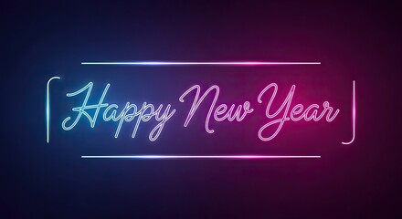 Happy new year neon sign with glowing effect no logo use