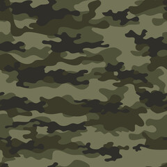 
Woodland camouflage seamless army pattern, khaki texture classic background