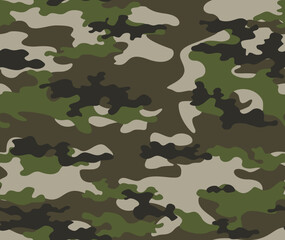 Fototapeta premium Green camouflage vector pattern, classic forest background