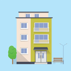 Apartment building flat illustration. Block of flats  illustration.