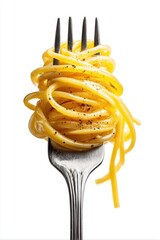 Elegant spaghetti twirled on a fork with pepper seasoning a simple yet delicious representation of Italian cuisine perfection