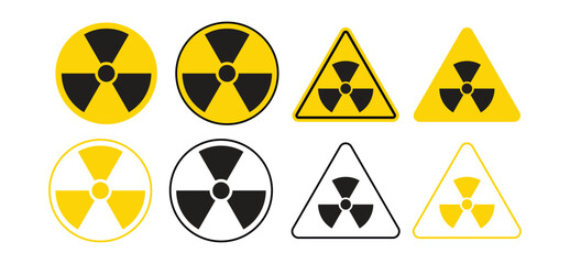 Universal Radiation Hazard Symbol Icon Set Trefoil Warning Signs and Vector Graphics