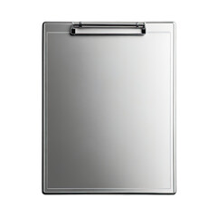 Metallic clipboard with a paper, for recording data and information