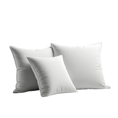 Three clean, fluffy white pillows, arranged in a comfortable, inviting setup