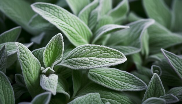Clary Sage natural green leaves macro background