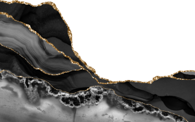 Black and Gold Agate Borders Marble Texture