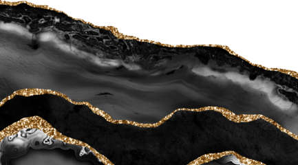 Black and Gold Agate Borders Marble Texture
