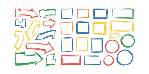 Colorful Hand-Drawn Arrows and Shapes Collection