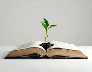 A plant growing in an open book 