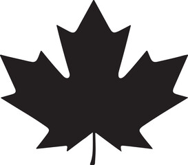 Canadian maple leaf symbol black silhouette nature icon canada emblem patriotism transparent background