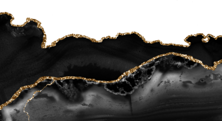 Black and Gold Agate Borders Marble Texture