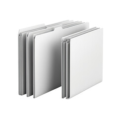 Stacked and opened white file folders against a black background