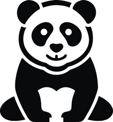 Cute albino panda bear illustration black and white fur playful pose isolated on white background isolated on transparent background