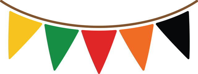 A simple illustration of a colorful party bunting, a cheerful decoration for festive events