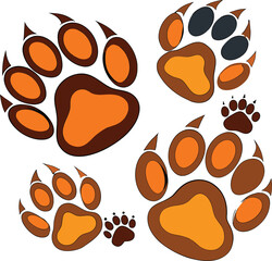 African lion paw prints graphic illustration of wild animal tracks isolated on transparent background isolated on white background