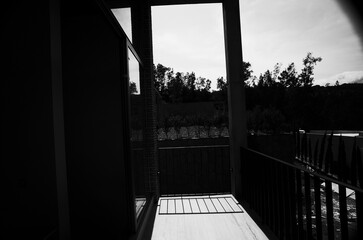 Architecture as sun watch, handrail shadow