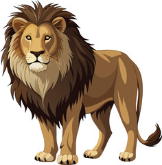 Majestic african lion portrait realistic animal illustration king of the jungle powerful predator wild cat isolated on white background isolated on transparent background
