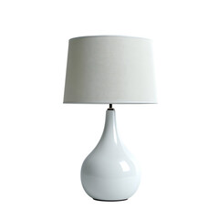 Elegant white table lamp isolated on transparent background with a classic design