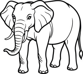 Fototapeta premium Adorable borneo elephant illustration standing gracefully isolated on transparent background isolated on white background