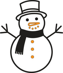 Smiling Snowman with Hat and Scarf Winter Holiday Character